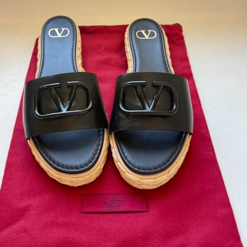 Valentino Garavani Black Slide Sandals